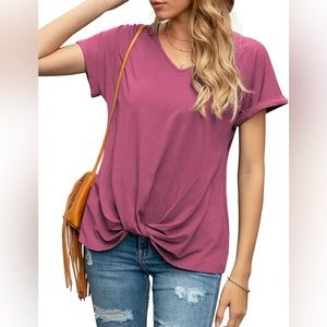 Women’s Red-Gray (Mauve) Large Knot T -Shirt